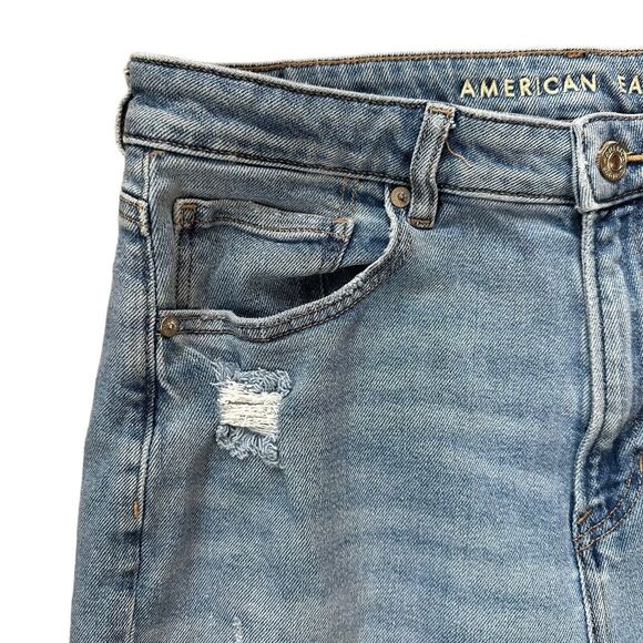 American Eagle Mom Jeans Distressed Denim Size 12 Regular - Picture 3 of 12